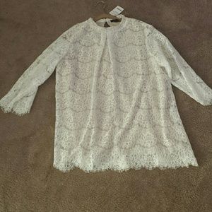 Cream over taupe lace shirt